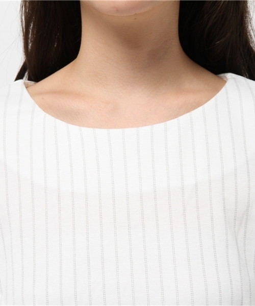 earth music&ecology（アースミュージックアンドエコロジー）の「ストライプコクーンワンピース（ワンピース・レディース・オフホワイト/ブラック/ネイビー・FREE）」の12枚目の写真