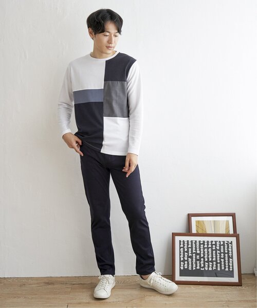 ikka(イッカ)の「【親子コーデ】ポンチブロックスロンT(Tシャツ/カットソー・メンズ・グリーン/ホワイト/ワイン/ネイビー・S/L/XL/M)」の8枚目の写真