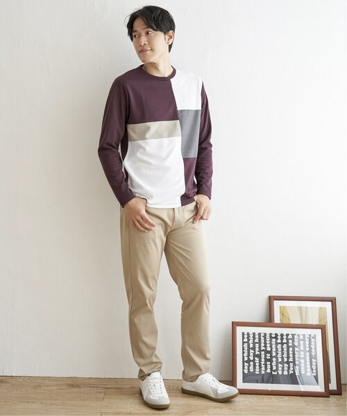 ikka(イッカ)の「【親子コーデ】ポンチブロックスロンT(Tシャツ/カットソー・メンズ・グリーン/ホワイト/ワイン/ネイビー・S/L/XL/M)」の10枚目の写真