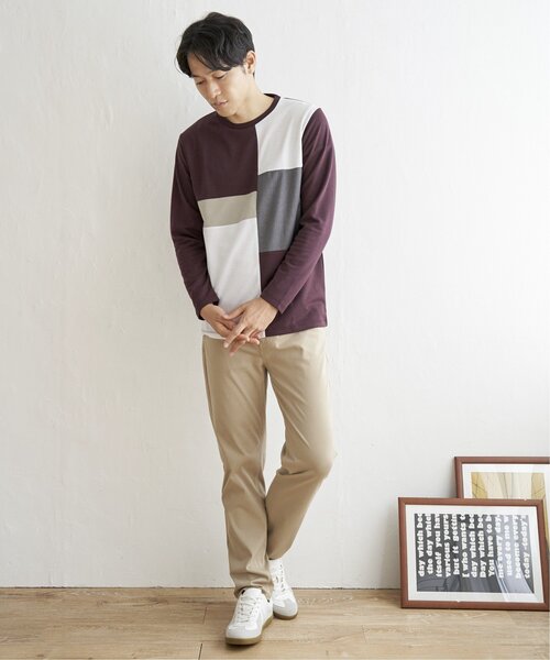 ikka(イッカ)の「【親子コーデ】ポンチブロックスロンT(Tシャツ/カットソー・メンズ・グリーン/ホワイト/ワイン/ネイビー・S/L/XL/M)」の5枚目の写真