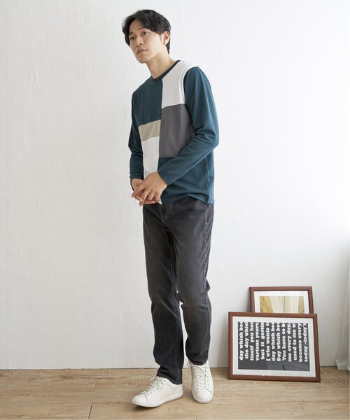 ikka(イッカ)の「【親子コーデ】ポンチブロックスロンT(Tシャツ/カットソー・メンズ・グリーン/ホワイト/ワイン/ネイビー・S/L/XL/M)」の6枚目の写真