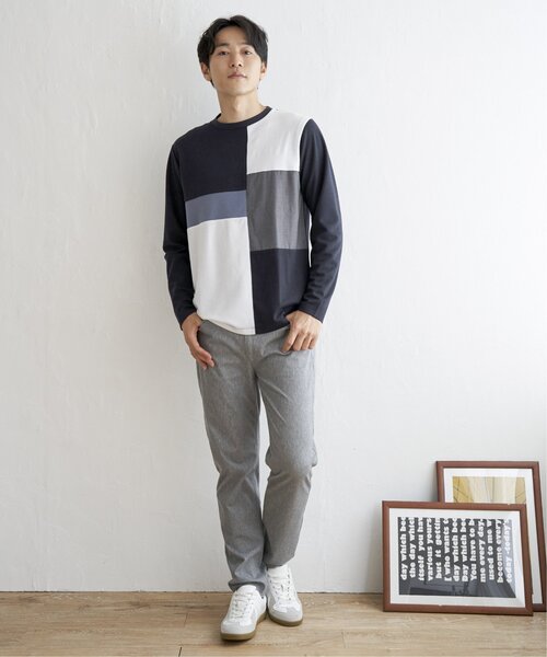 ikka(イッカ)の「【親子コーデ】ポンチブロックスロンT(Tシャツ/カットソー・メンズ・グリーン/ホワイト/ワイン/ネイビー・S/L/XL/M)」の11枚目の写真