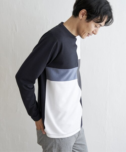 ikka(イッカ)の「【親子コーデ】ポンチブロックスロンT(Tシャツ/カットソー・メンズ・グリーン/ホワイト/ワイン/ネイビー・S/L/XL/M)」の14枚目の写真