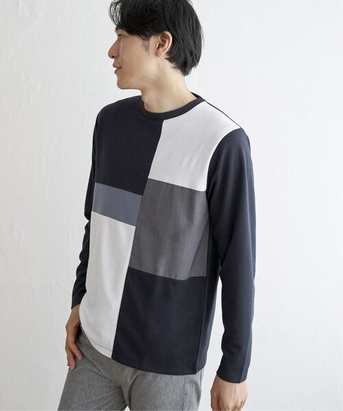 ikka(イッカ)の「【親子コーデ】ポンチブロックスロンT(Tシャツ/カットソー・メンズ・グリーン/ホワイト/ワイン/ネイビー・S/L/XL/M)」の16枚目の写真