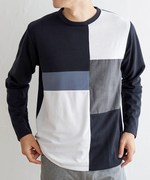 ikka(イッカ)の「【親子コーデ】ポンチブロックスロンT(Tシャツ/カットソー・メンズ・グリーン/ホワイト/ワイン/ネイビー・S/L/XL/M)」の3枚目の写真