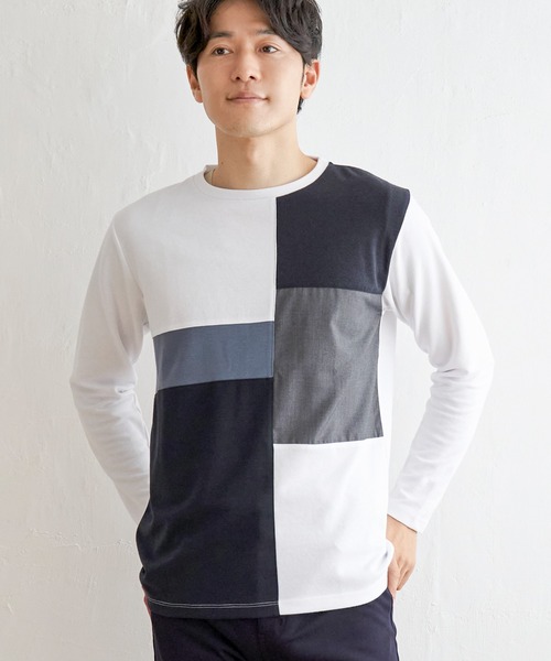 ikka(イッカ)の「【親子コーデ】ポンチブロックスロンT(Tシャツ/カットソー・メンズ・グリーン/ホワイト/ワイン/ネイビー・S/L/XL/M)」の22枚目の写真