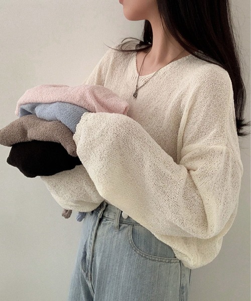 Chick（チック）の「カラーシアーニット（ニット/セーター・レディース・ブルー/ブラック/ピンク/ホワイト・FREE）」の2枚目の写真