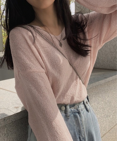 Chick（チック）の「カラーシアーニット（ニット/セーター・レディース・ブルー/ブラック/ピンク/ホワイト・FREE）」の9枚目の写真