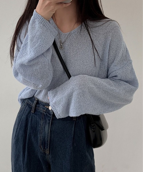 Chick（チック）の「カラーシアーニット（ニット/セーター・レディース・ブルー/ブラック/ピンク/ホワイト・FREE）」の18枚目の写真