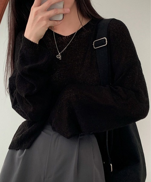 Chick（チック）の「カラーシアーニット（ニット/セーター・レディース・ブルー/ブラック/ピンク/ホワイト・FREE）」の7枚目の写真