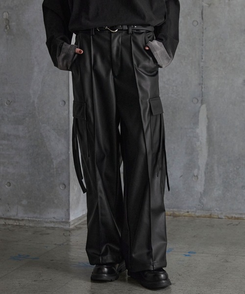 SERACE（セラス）の「【SERACE】Loose drape/denim wide slacks cargo