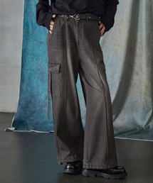 【SERACE】Loose drape/denim wide slacks cargo pants / ルーズドレープ/デニムワイドスラックスカーゴパンツ