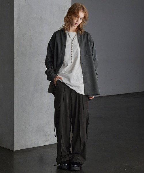 SERACE】Loose drape/denim wide slacks cargo pants / ルーズドレープ