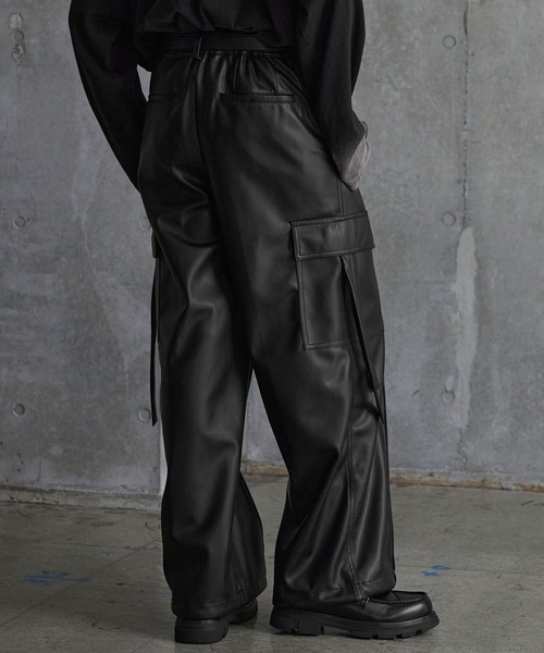 SERACE】Loose drape/denim wide slacks cargo pants / ルーズ
