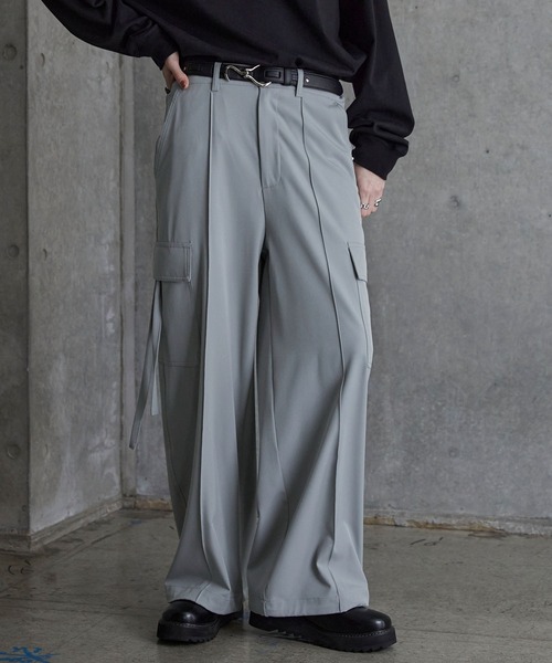 SERACE（セラス）の「【SERACE】Loose drape/denim wide slacks cargo pants / ルーズドレープ/デニムワイドスラックスカーゴパンツ（カーゴパンツ・メンズ・ライトグレー/ブラック/グレー系/チャコールグレー/オフホワイト/ブラック系/グレー・L/M/S）」の12枚目の写真