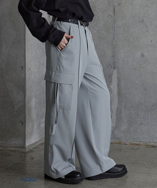 SERACE】Loose drape/denim wide slacks cargo pants / ルーズ