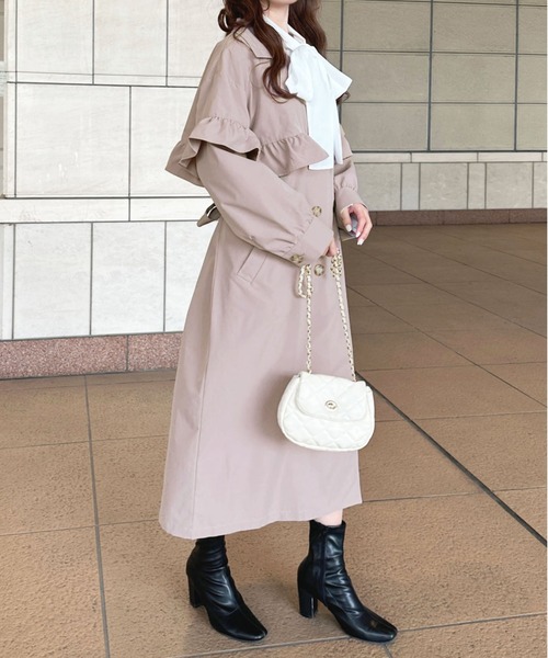 apres jour（アプレジュール）の「フリルデザインロングトレンチコート【ZOZOTOWN限定アイテム】（トレンチコート・レディース・ブラック/ライトベージュ/モカ・フリー/X-LARGE）」の18枚目の写真