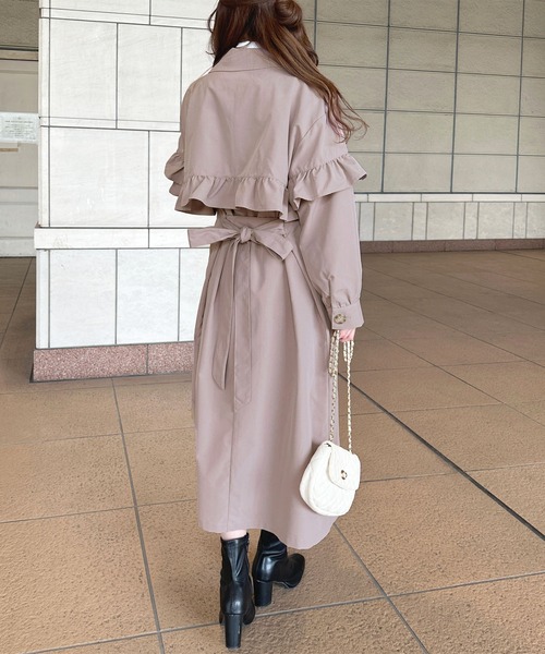 apres jour（アプレジュール）の「フリルデザインロングトレンチコート【ZOZOTOWN限定アイテム】（トレンチコート・レディース・ブラック/ライトベージュ/モカ・フリー/X-LARGE）」の20枚目の写真