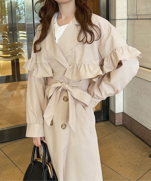 apres jour（アプレジュール）の「フリルデザインロングトレンチコート【ZOZOTOWN限定アイテム】（トレンチコート・レディース・ブラック/ライトベージュ/モカ・フリー/X-LARGE）」の21枚目の写真