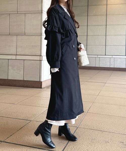 apres jour（アプレジュール）の「フリルデザインロングトレンチコート【ZOZOTOWN限定アイテム】（トレンチコート・レディース・ブラック/ライトベージュ/モカ・フリー/X-LARGE）」の10枚目の写真