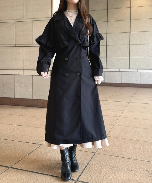 apres jour（アプレジュール）の「フリルデザインロングトレンチコート【ZOZOTOWN限定アイテム】（トレンチコート・レディース・ブラック/ライトベージュ/モカ・フリー/X-LARGE）」の7枚目の写真