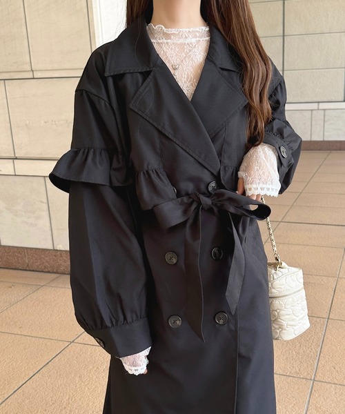 apres jour（アプレジュール）の「フリルデザインロングトレンチコート【ZOZOTOWN限定アイテム】（トレンチコート・レディース・ブラック/ライトベージュ/モカ・フリー/X-LARGE）」の5枚目の写真