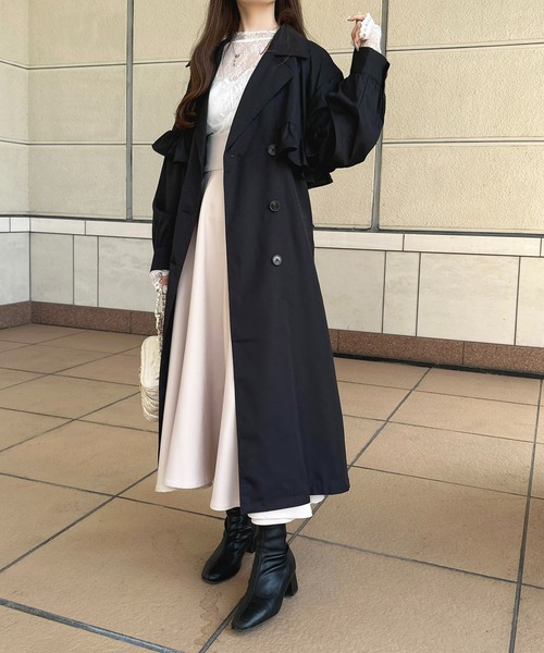 apres jour（アプレジュール）の「フリルデザインロングトレンチコート【ZOZOTOWN限定アイテム】（トレンチコート・レディース・ブラック/ライトベージュ/モカ・フリー/X-LARGE）」の11枚目の写真