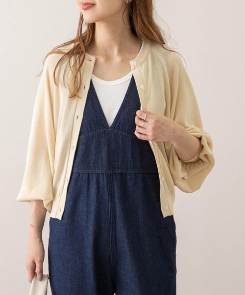 URBAN RESEARCH Sonny Label(アーバンリサーチサニーレーベル)の「ラグランクルーネックニットカーディガン(カーディガン/ボレロ・レディース・ミント/ブラック/アイボリー・FREE)」の4枚目の写真