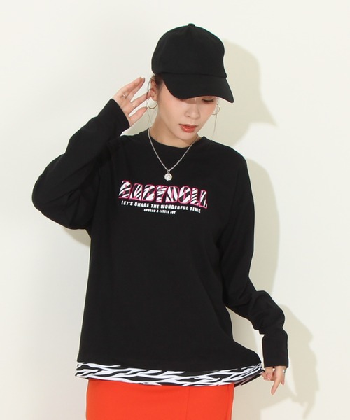 BABYDOLL(ベビードール)の「親子お揃い アニマルレイヤードロンT 8701A(Tシャツ/カットソー・レディース・ホワイト/ブラック・S/M/L/XL)」の2枚目の写真