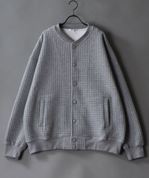 Big silhouette waffle quilt sweat cardigan / ビッグシルエット ワッフルキルト スウェット カーディガン