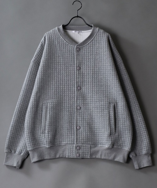 SITRY(シトリー)の「Big silhouette waffle quilt sweat cardigan / ビッグシルエット ワッフルキルト スウェット カーディガン(カーディガン/ボレロ・メンズ・グレー/ブラック/ネイビー・M/L)」の3枚目の写真