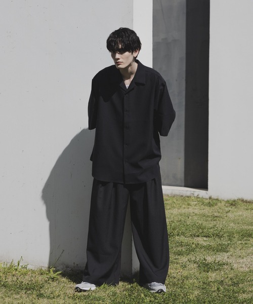 REMI RELIEF オープンカラーシャツ オーバーサイズ M〜L相当 リネン remer(リメール)の「loose drape Relax open collar shirt