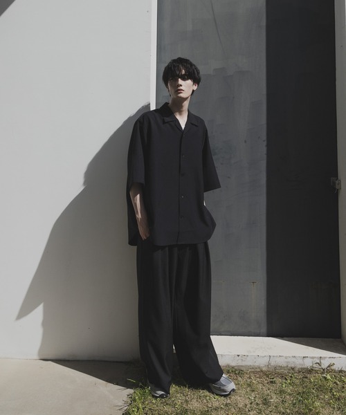 remer（リメール）の「loose drape Relax open collar shirt / ルーズトロミリラックスオープンカラーシャツ（シャツ/ブラウス・メンズ・ライトグレー/カーキ/ブラック/ブルー/チャコールグレー・MEDIUM/LARGE/SMALL）」の7枚目の写真