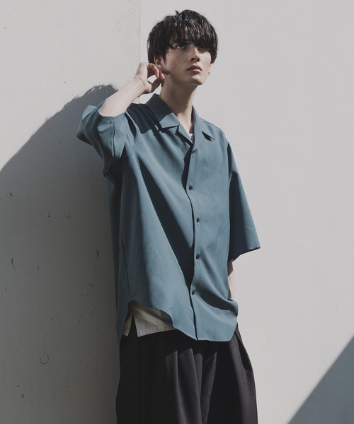 高い素材 drape loose Relax ルーズトロミリラックス / shirt collar open トップス