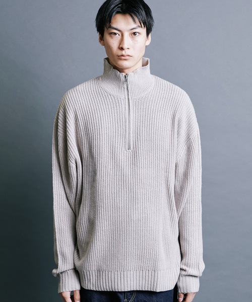 Magine(マージン)の「【SELECT】IR:AZE HALF ZIP KNIT:畦編みハーフジップニット(ニット/セーター・メンズ・オレンジ/グリーン/ブラック/ライトベージュ/ブラウン・M/L)」の13枚目の写真