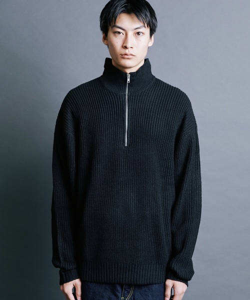 Magine(マージン)の「【SELECT】IR:AZE HALF ZIP KNIT:畦編みハーフジップニット(ニット/セーター・メンズ・オレンジ/グリーン/ブラック/ライトベージュ/ブラウン・M/L)」の7枚目の写真