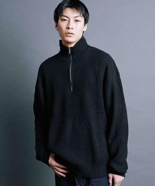 Magine(マージン)の「【SELECT】IR:AZE HALF ZIP KNIT:畦編みハーフジップニット(ニット/セーター・メンズ・オレンジ/グリーン/ブラック/ライトベージュ/ブラウン・M/L)」の8枚目の写真