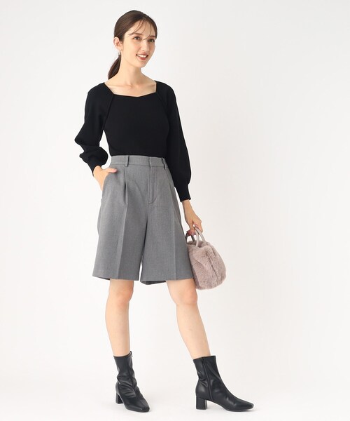 index(インデックス)の「◆セットアップ対応 ストレッチハーフパンツ/TRツイル【防シワ/抗ピリング/洗濯機洗い可】(その他パンツ・レディース・ブラック系1/ブラック/グレー・38/36/40)」の4枚目の写真