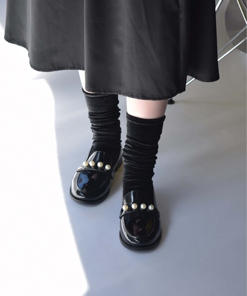 PICCIN(ピッチン)の「ベロアソックス(ソックス/靴下・レディース・ボルドー/グレー/ブルー/ブラック/グレイッシュベージュ・FREE)」の7枚目の写真