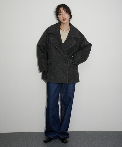 ADAM ET ROPE'（アダムエロペ）の「【サステナブル】シャギージャケットコート（チェスターコート・レディース・ブラック系その他/ブラウン・FREE）」の3枚目の写真