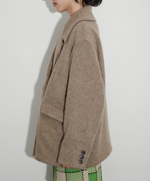 ADAM ET ROPE'（アダムエロペ）の「【サステナブル】シャギージャケットコート（チェスターコート・レディース・ブラック系その他/ブラウン・FREE）」の7枚目の写真