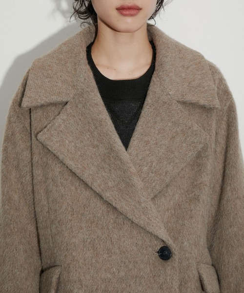 ADAM ET ROPE'（アダムエロペ）の「【サステナブル】シャギージャケットコート（チェスターコート・レディース・ブラック系その他/ブラウン・FREE）」の9枚目の写真