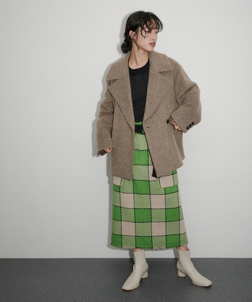 ADAM ET ROPE'（アダムエロペ）の「【サステナブル】シャギージャケットコート（チェスターコート・レディース・ブラック系その他/ブラウン・FREE）」の5枚目の写真