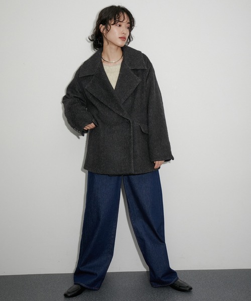 ADAM ET ROPE'（アダムエロペ）の「【サステナブル】シャギージャケットコート（チェスターコート・レディース・ブラック系その他/ブラウン・FREE）」の16枚目の写真