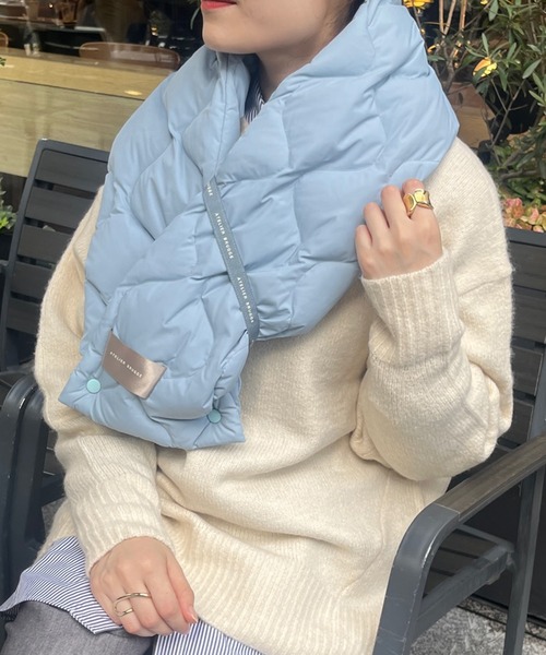 DouDou（ドゥドゥ）の「ダウンマフラー（ストール/ショール・レディース・グレイッシュベージュ/ブルー系その他・FREE）」の7枚目の写真