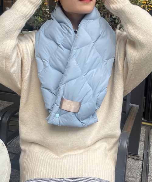 DouDou（ドゥドゥ）の「ダウンマフラー（ストール/ショール・レディース・グレイッシュベージュ/ブルー系その他・FREE）」の8枚目の写真