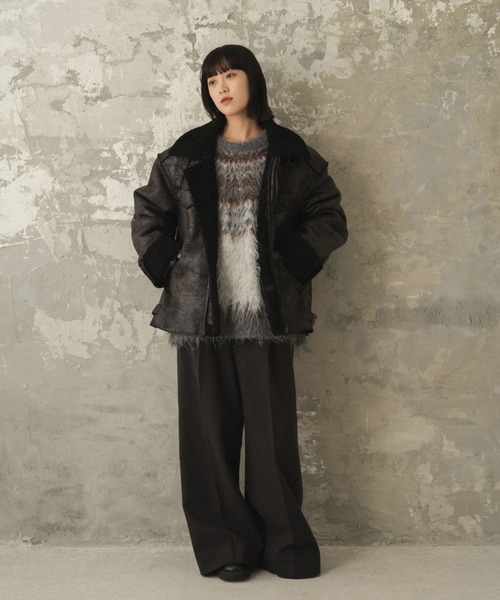 1tuck wide baggy tweed slacks / ウールライク1タックワイド