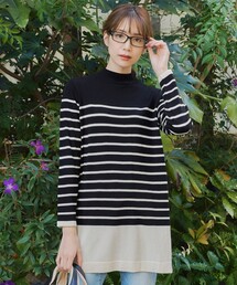 【洗える】ボーダーニットチュニック
