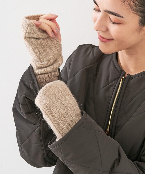 collex(コレックス)の「メリノウール アルパカ 2WAY フィンガーレスグローブ 手袋(手袋・レディース・ブラウン系その他/グリーン系その他/グレイッシュブルー・フリー)」の1枚目の写真