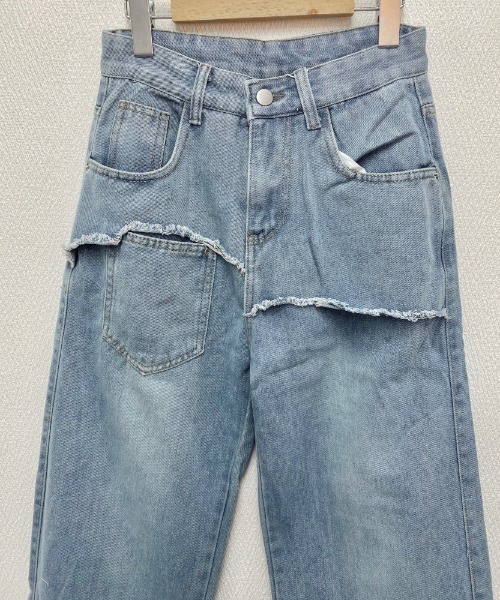 LADY LIKE(レディライク)の「レイヤード風ダメージデニム(デニムパンツ・レディース・サックスブルー/ブルー・M)」の13枚目の写真